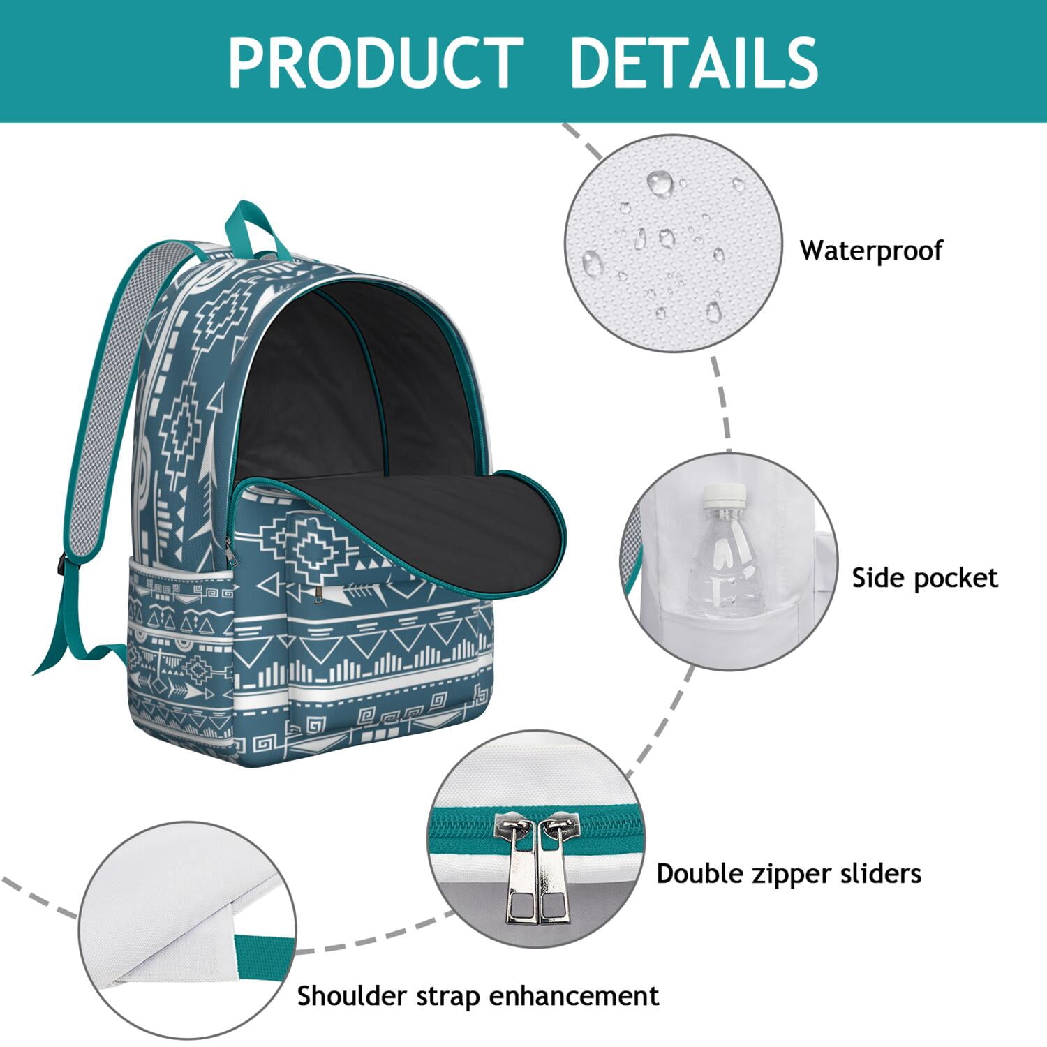 Nordic Style Travel Backpack for Students, Durable Boho Design with Multi Pockets, Perfect for College or Office