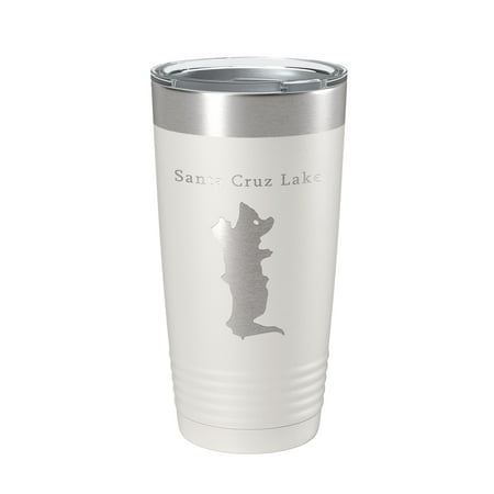 

Santa Cruz Lake Map Tumbler Travel Mug Insulated Laser Engraved Coffee Cup New Mexico 20 oz White