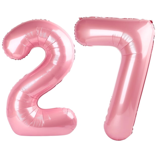 Globo número 27 rosa perlado de 102 cm Kelfuoya, papel metalizado Mylar