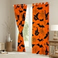 thumbnail image 3 of Manfei Pumpkin Witch Hat Black Out Curtains for Child, Orange Black Bat Curtains Pack of 2 (42x63 Each), Halloween Spider Web Bedroom Curtains, Window Curtains Bedroom Decor, 3 of 6