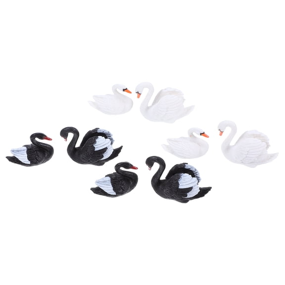 FESTFENDS Miniature Swan Figurines For Tabletop Decoration And Landscape 8Pcs 1.7In