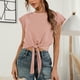 thumbnail image 1 of Puntoco moda mujer casual suelto sólido encaje o-cuello manga corta camiseta blusa Puntoco Puntoco-8208, 1 of 1