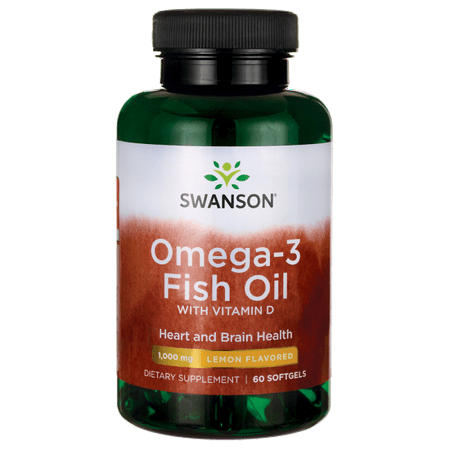 Swanson Omega-3 Fish Oil with Vitamin D - Lemon Flavored 1,000 mg 60
