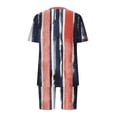 thumbnail image 4 of Plus Size Women’s Striped 2‑piece Outfit, V‑neck Half Sleeve Tops High Waist Biker Shorts, Casual Summer Loungewear Set Watermelon Red 4XL, 4 of 5