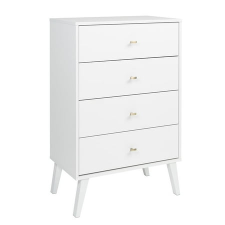 Prepac Milo Mid Century Modern 4 Drawer Chest White Walmart Com