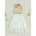 thumbnail image 2 of Bagilaanoe 2Pcs ToddlerBaby Girls Skirt Set Turtleneck Ribbed Sleeveless Tank Tops + Mesh Skirt 6M 12M 2T 3T 4T 5T Kids Casual Outfits, 2 of 8