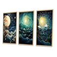 thumbnail image 3 of Designart "Blue Coral Ocean Rhapsody" Nautical & Beach Framed Wall Art Set Of 3 - Teal Ocean Frame Gallery Set For Office Decor, 3 of 7