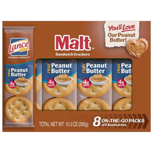 Lance Malt with Peanut Butter Sandwich Crackers, 8 Ct