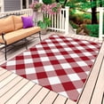 thumbnail image 4 of Outdoor Rug 3x5 ft Dark Red Buffalo Check Plaid Outdoor Large Area Rug Non Slip Rubber Farmhouse Style Front Door Mat RV Rug Camping Carpet Patio Outdoor Rugs for Backyard Balcony Deck Porch Indoor, 4 of 9
