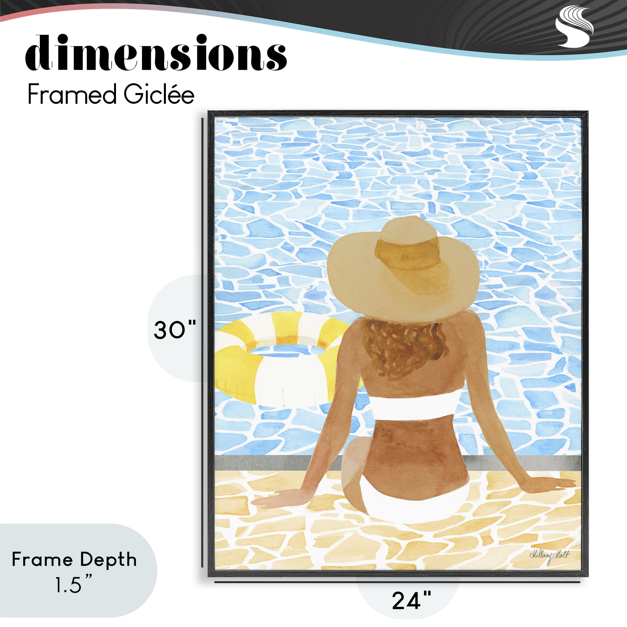 Stupell Industries Summer Poolside Chill Black Framed Giclee Art, design by Hillary Holt