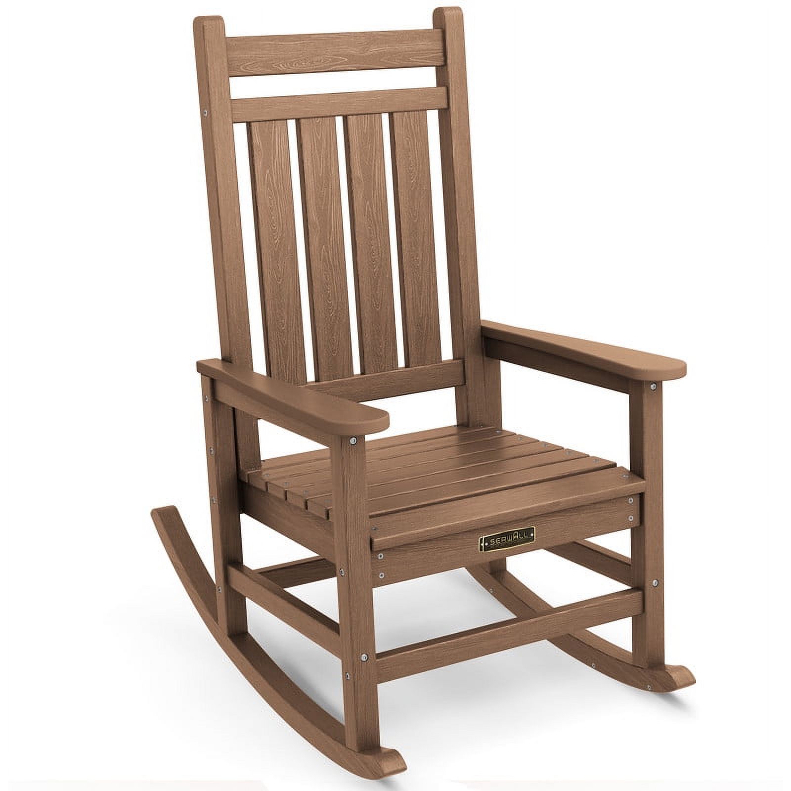 ROWHY Outdoor Oversized Slat Rocking Chair, Brown - image 2 of 6