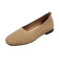 thumbnail image 3 of Domzle Women’s Ballet Flat Shoes Knit Dress Shoes Round Toe Slip On Ballerina Flats for Woman Low Wedge Comfort Soft Khaki, 3 of 6