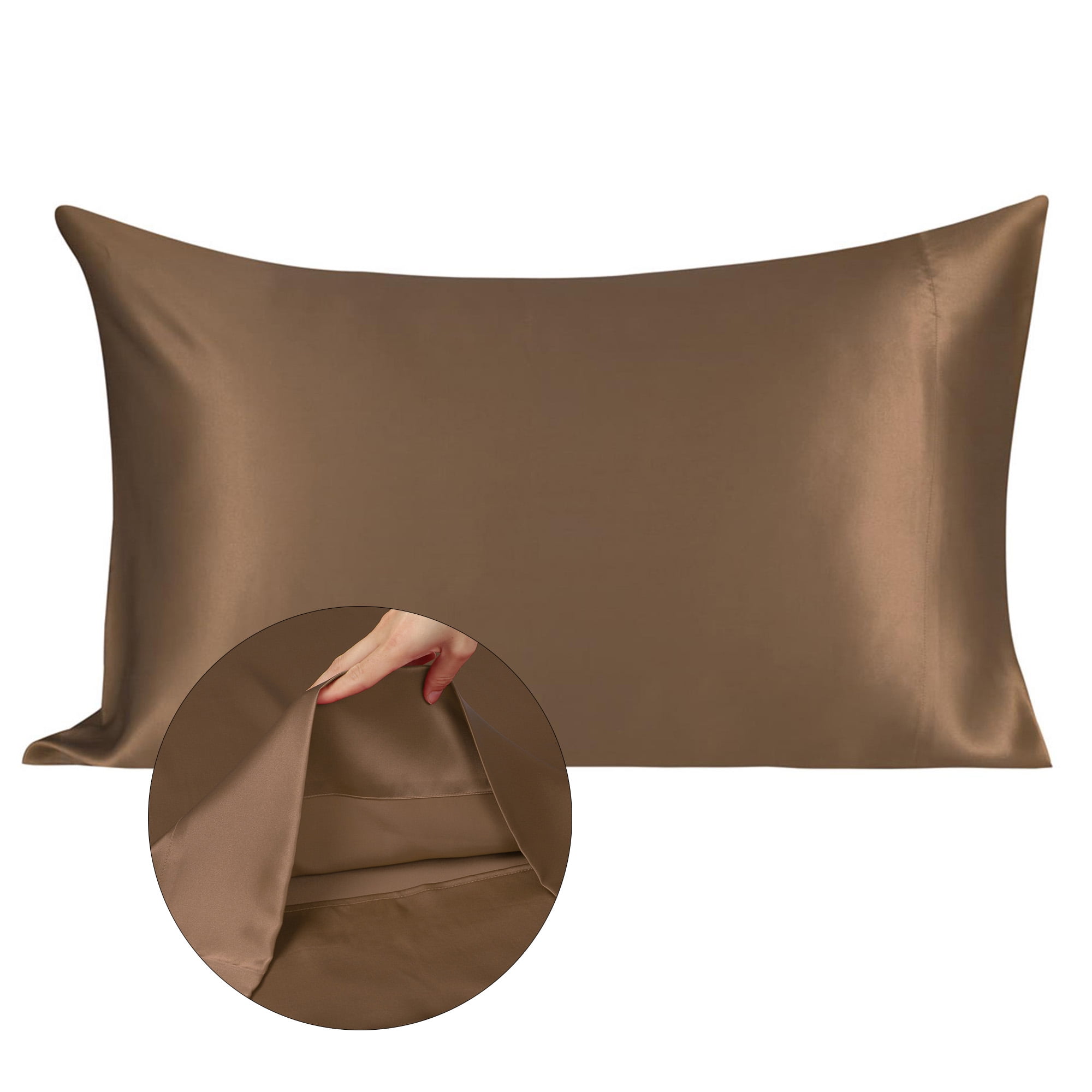 Silk Pillowcases For Hair And Skin Breathable Soft 100 Silk With Envelope Closure Coffee Color