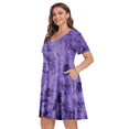 thumbnail image 5 of VEPKUL V Neck Short Sleeve Casual Swing T Shirt Dress with Pockets Plus Size Dresses for Women B-Purple_1X, 5 of 9