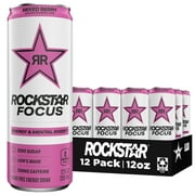 Rockstar Focus Zero Sugar Energy Drink, Mixed Berry Flavor, Lions Mane, Energy & Mental Boost, 12 oz 12 Pack Cans