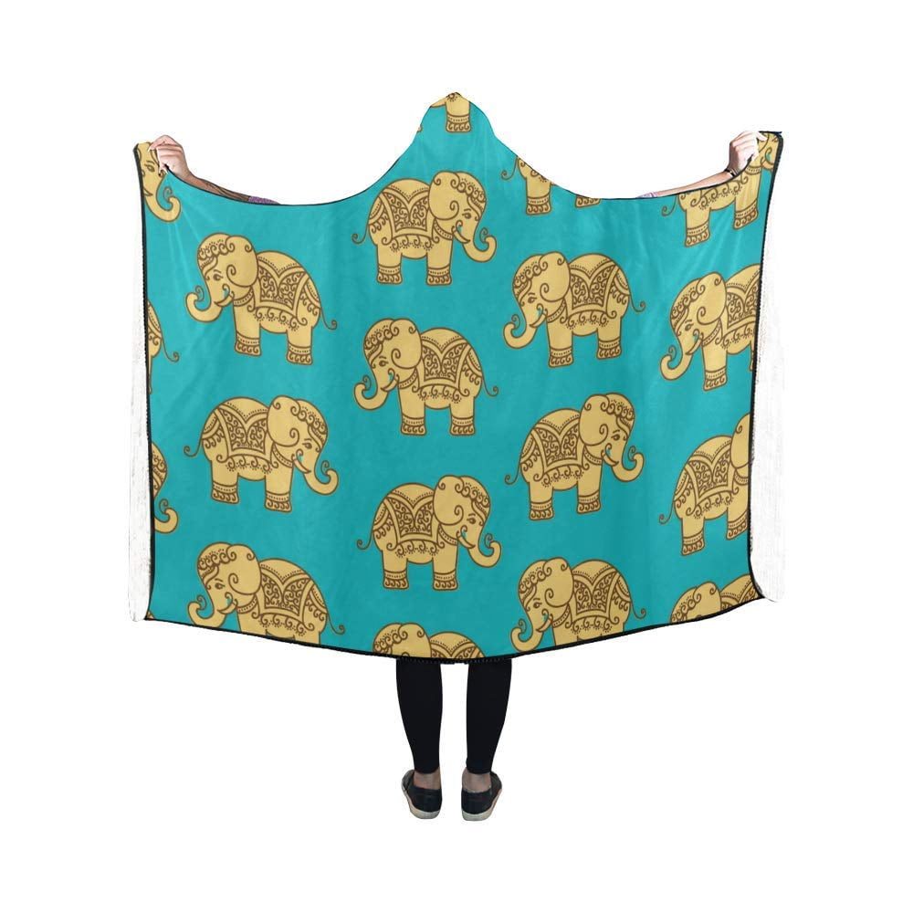 HATIART Hooded Blanket Style Elephant Pilling Polar Fleece Wearable Blanket Throw Blanket 40x50 inches
