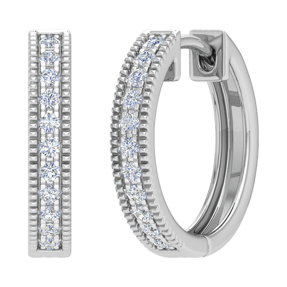 1/4 Carat Prong Set Round Diamond Hoop Earrings in 14K White Gold