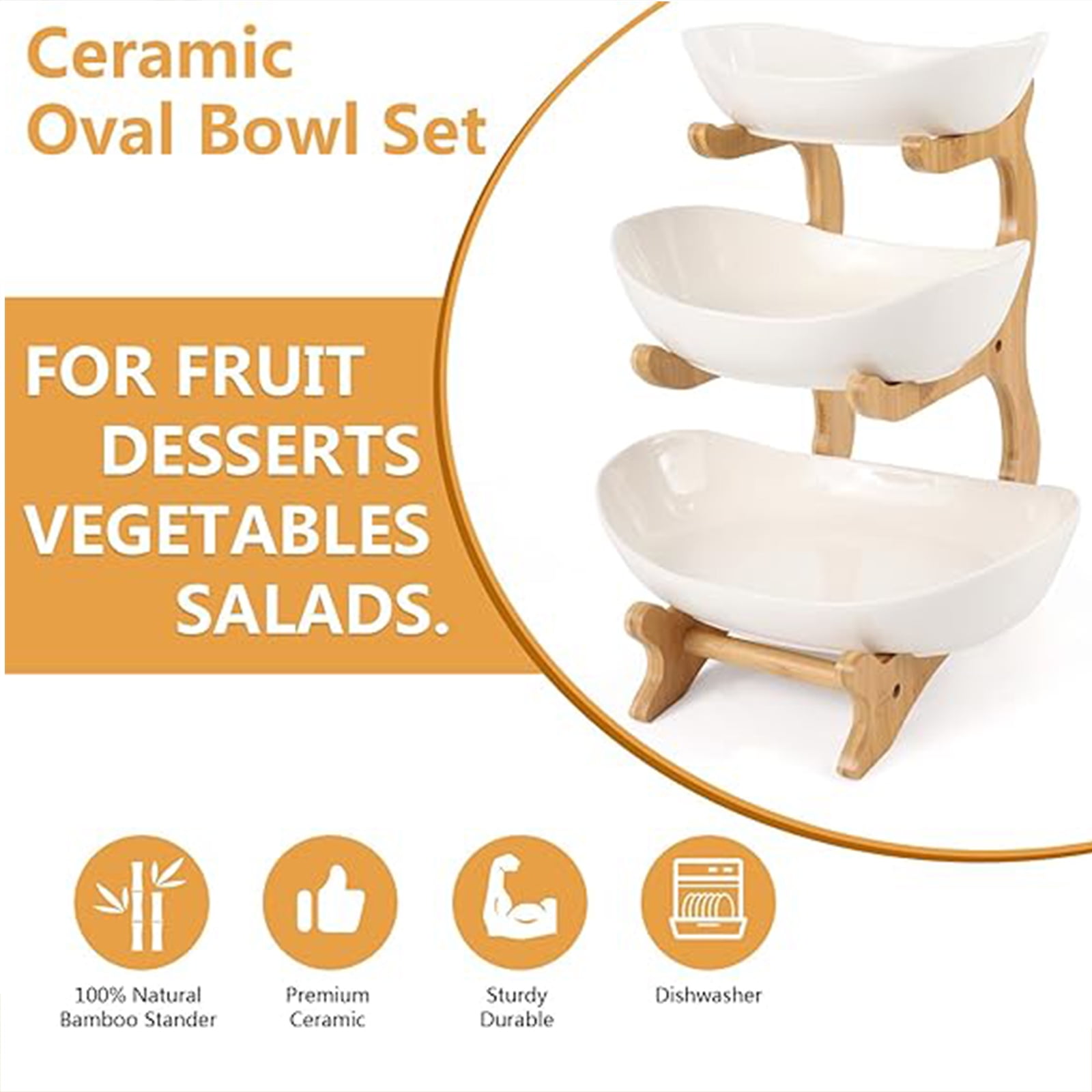 SolarSoda Ceramics Storage Baskets, 3 Tiers Detachable