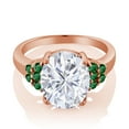 thumbnail image 2 of Gem Stone King 18K Rose Gold Plated Silver Green Nano Emerald Ring Set with Moissanite (5.40 Cttw) (Size 6), 2 of 4