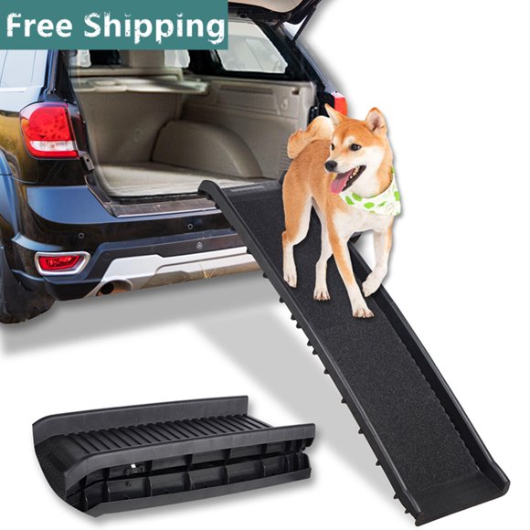 Folding Dog Ramp for Car, 61" Long & 16" Wide Lightweight Pet Ramps for Large Dogs with Non-Slip Rug Surface, Dog Car Ramp for SUV Car & Truck