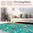 thumbnail image 2 of ODIKA 6'x9' Machine Washable Non-Slip Area Rug, Tropical Tortoise Amid Ocean Waves and Seashells High Traffic Rug, Blue, 290087, 2 of 7