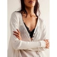 thumbnail image 4 of SUNSIOM Women Long Sleeve T-Shirts Solid Color V-Neck Buttons Casual Shirts Spring Fall Fashion Irregular Loose Tunic Tops, 4 of 5