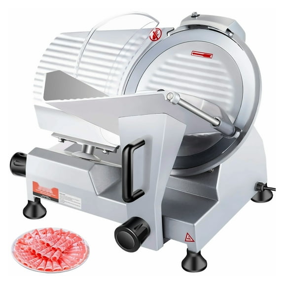 Commercial Meat Slicer 240W Electric Deli Food Slicer 10" Carbon Steel Blade Adjustable 0-0.47" Thickness for Home & Commercial Kitchen