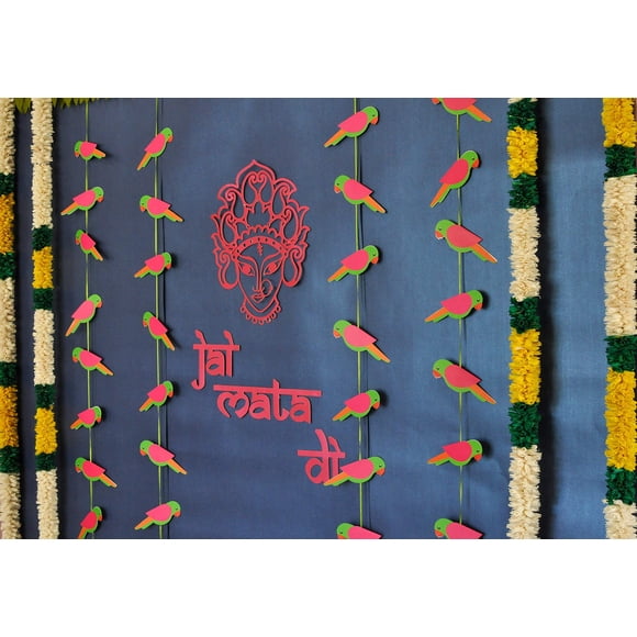 Desi Favors Green Paper Parrot Garland - Traditional Paper Banner for Boy Shower Nursery Diwali Decorations Pooja Backdrop Decor, Indian Wedding Festival - 6x2 Ft Long(Pack of 2 Strings with 10 Pcs)