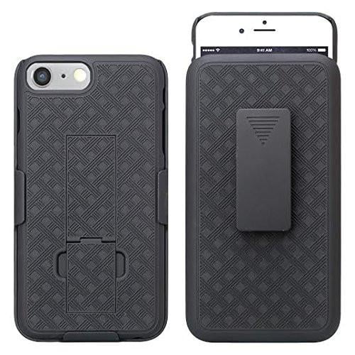 Apple iPhone 8 Plus Case, Slim Rugged Rotating Swivel Lock Holster Shell Combo Case with Kickstand and Clip for Iphone 8 Plus - Black