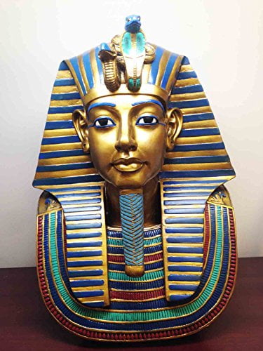 Egyptian King Tut Resin Statue Beautiful Workmanship Gold Blue Red 4"" # 17 