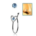thumbnail image 2 of iJewelry2 Light Navy Blue Round Crystal Sterling Silver Illusion Stud Heart Shaped Nose Lip Non-piercing Bone Ring Clip, 2 of 2