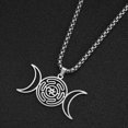 thumbnail image 2 of Divination Hekate Wheel Altar Necklaces for Women Witch Wicca Sun Triple Moon Goddess Stainless Steel Gothic Necklace Jewelry, 2 of 5