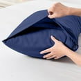 thumbnail image 5 of Brushed Microfiber Pillowcase, Soft Breathable Wrinkle Free Pillow Covers with Envelope Closure for Hair and Skin, Set of 2, Navy, 5 of 6