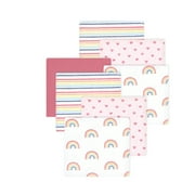 Little Treasure Hudson Baby Girls Cotton Poly Flannel Receiving Blankets 7-Pack, Pink Creative Rainbow, 30x30 inches