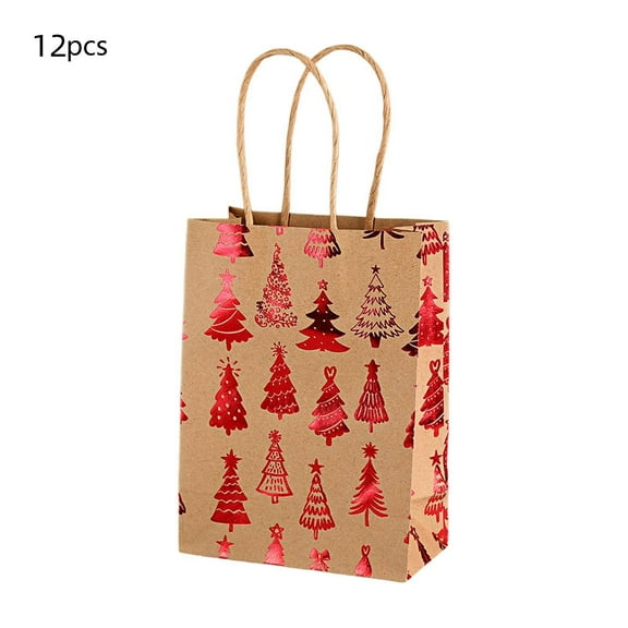 Christmas Snowflake Tote Gift Bag – 12pcs Kraft Paper Holiday Packaging, Reusable Gift Bags for Party, Home & Gift Wrapping