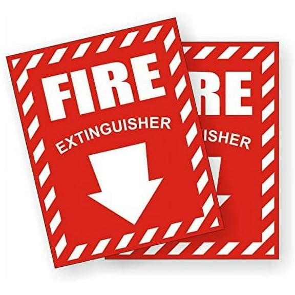 Pair – Fire Extinguisher w/ Arrow Vinyl Decals | Stickers | Labels 2x | Size: 3.75" tall x 3" wide | Set of 2 Decals