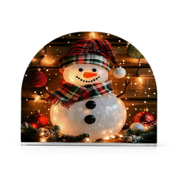 Ryvnso Snowman with Scarf Acrylic Napkin Holder Table Kitchen Paper Tissue Organization