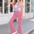 thumbnail image 2 of Kogui Teen Outfit Girls Ribbed Knit 2 Piece Outfit Set, Short Sleeve Top with Wide Leg Pants, Summer Casual Clothing Size 11-12 (Hot Pink,11-12 Years), 2 of 8