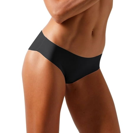 Outfmvch Panties for Women panties for Women Soft Breathable Bikini Panties Women s Ice Silk Seamless Sports Low Waist Briefs Black Xxl