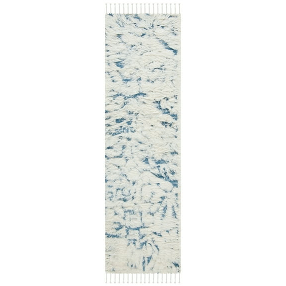SAFAVIEH Manhattan Eamon Abstract Runner Rug, Ivory/Blue, 2'3" x 8'