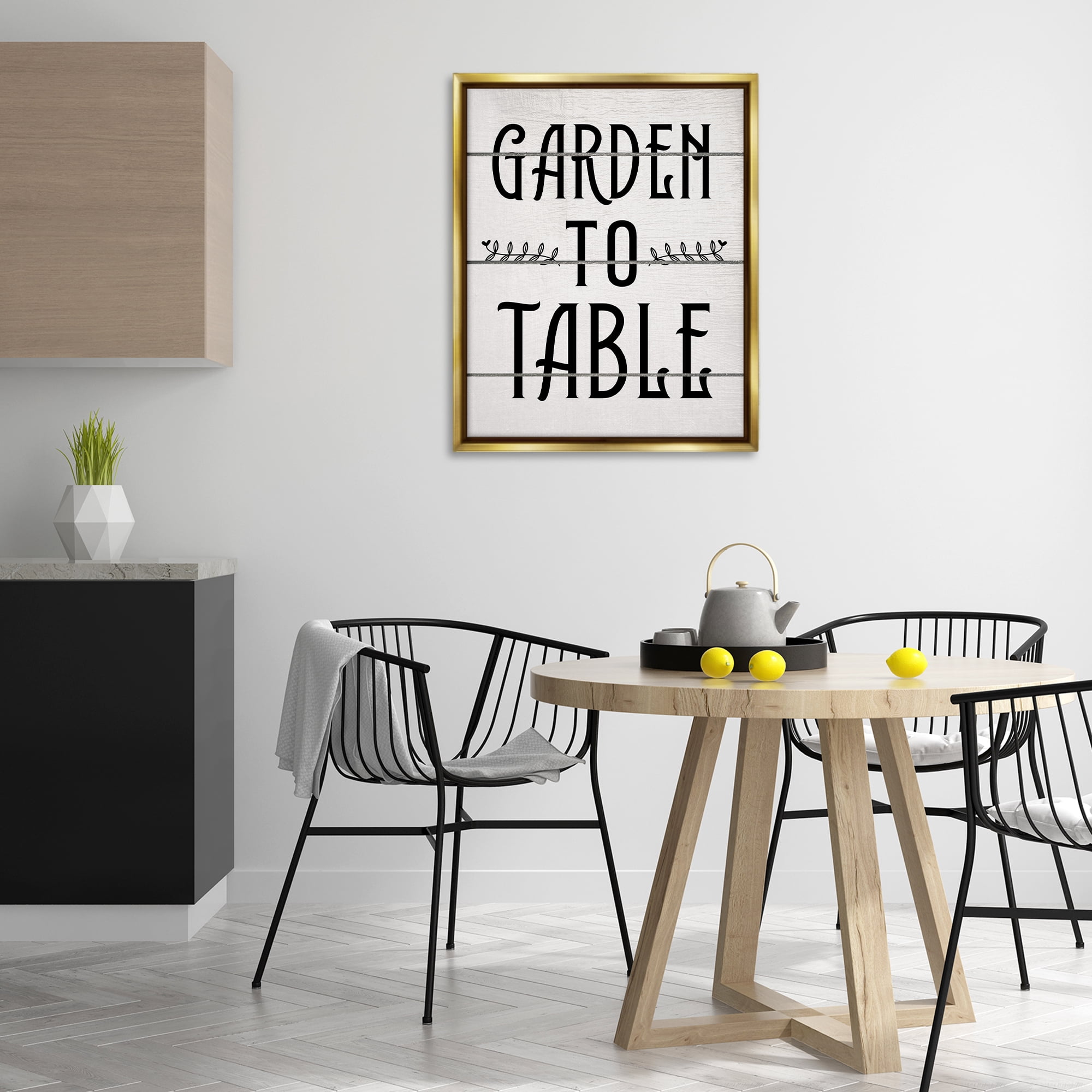 Stupell Industries Garden To Table Typography Painting Gold Floater Framed Canvas Art Print Wall Art, 25 x 31