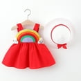 thumbnail image 2 of Mercatoo Girls Kids Princess outfit Patterns Set Rainbow Sleeveless Dress+Hat Baby Girls Outfits&Set Little Girl Clothed, 2 of 9