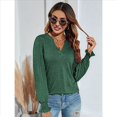 thumbnail image 4 of Tops Casuales de Larga con Cuello en V para Mujer, Camisetas Holgadas de y Otoño Verde Oscuro L, 4 of 8