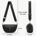 thumbnail image 6 of Bum Bag for Women Travel Purse Crossbody Bags Travel Purse with Adjustable Strap, PU Leather Crescent Bag Shoulder Handbag Sling Chest Bag Fanny Pack for Ladies(Black), 6 of 8