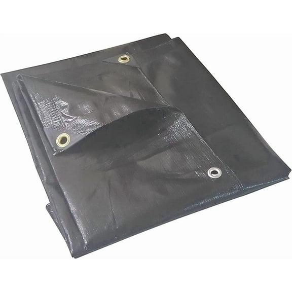 10 Mil Waterproof Black Tarp H.D. Reinforced Corners (Industrial Quality) (12' x 16')