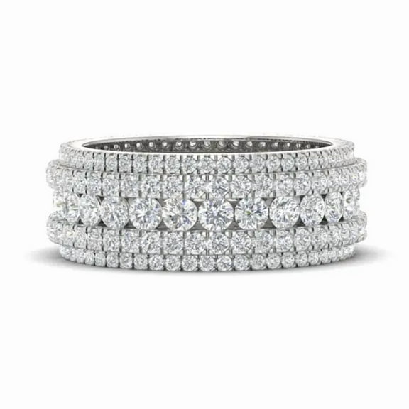 4Ct Round Cut Moissanite Men Eternity Wedding Ring 14K White Gold Plated