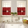 thumbnail image 4 of Red Santa Claus Kitchen Curtains and Valances Set, Christmas Welcome Linen Rod Pocket Window Valance 18 Inch Window Curtain Panels for Living Room Bedroom Laundry, 27.5x36in, 3 Pieces, 4 of 7