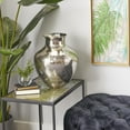 thumbnail image 3 of DecMode Silver Aluminum Metal Round Engraved Decorative Vase, 13" x 16", 3 of 8