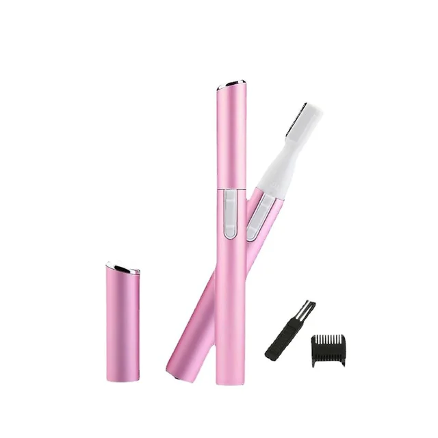 Recortador de cejas y afeitadora facial microeléctrico para mujer (rosa) (3 piezas)