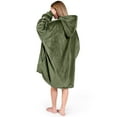 thumbnail image 3 of Bare Homey Plush Sherpa Wearable Blanket - Fluffy & Soft - Lightweight - Adult, Cypress, 3 of 9